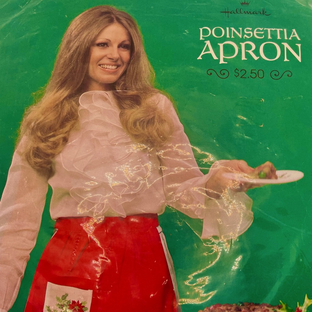 Vintage Hallmark Cards Poinsettia Christmas Apron
